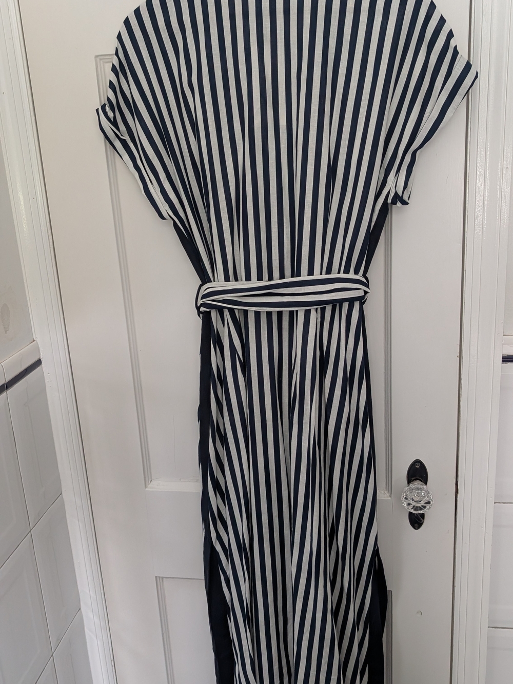 Zara Navy and White Stripe Button-Front Shirt Dress - Picture 5 of 8